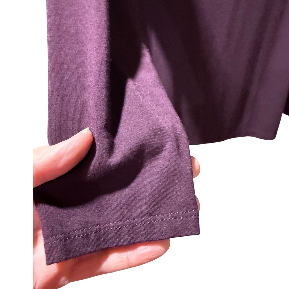 Nine West Soft Spun V Neck Long Sleeve Shirt Plum OX‎ Top Everyday Layering Soft - Picture 3 of 8